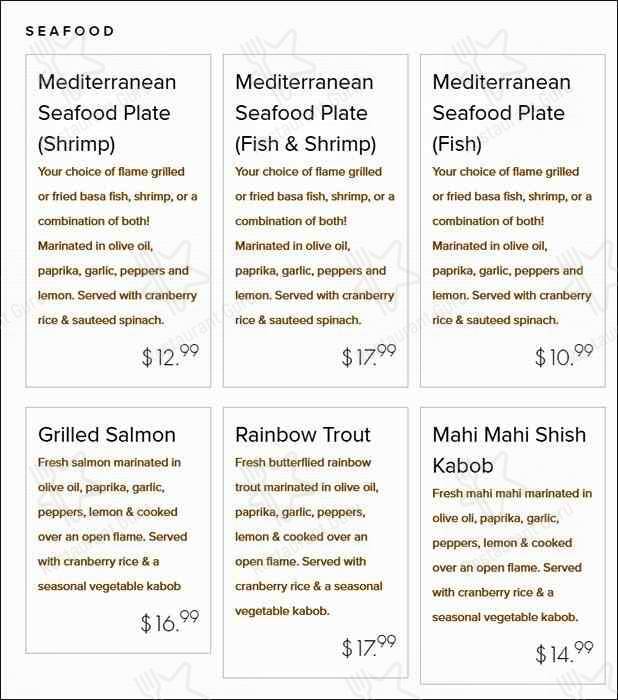 Pasha Mediterranean Grill menu