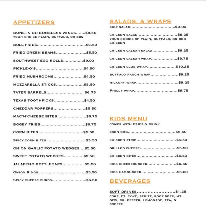 Menu at Pin High Bar & Grill, Larned