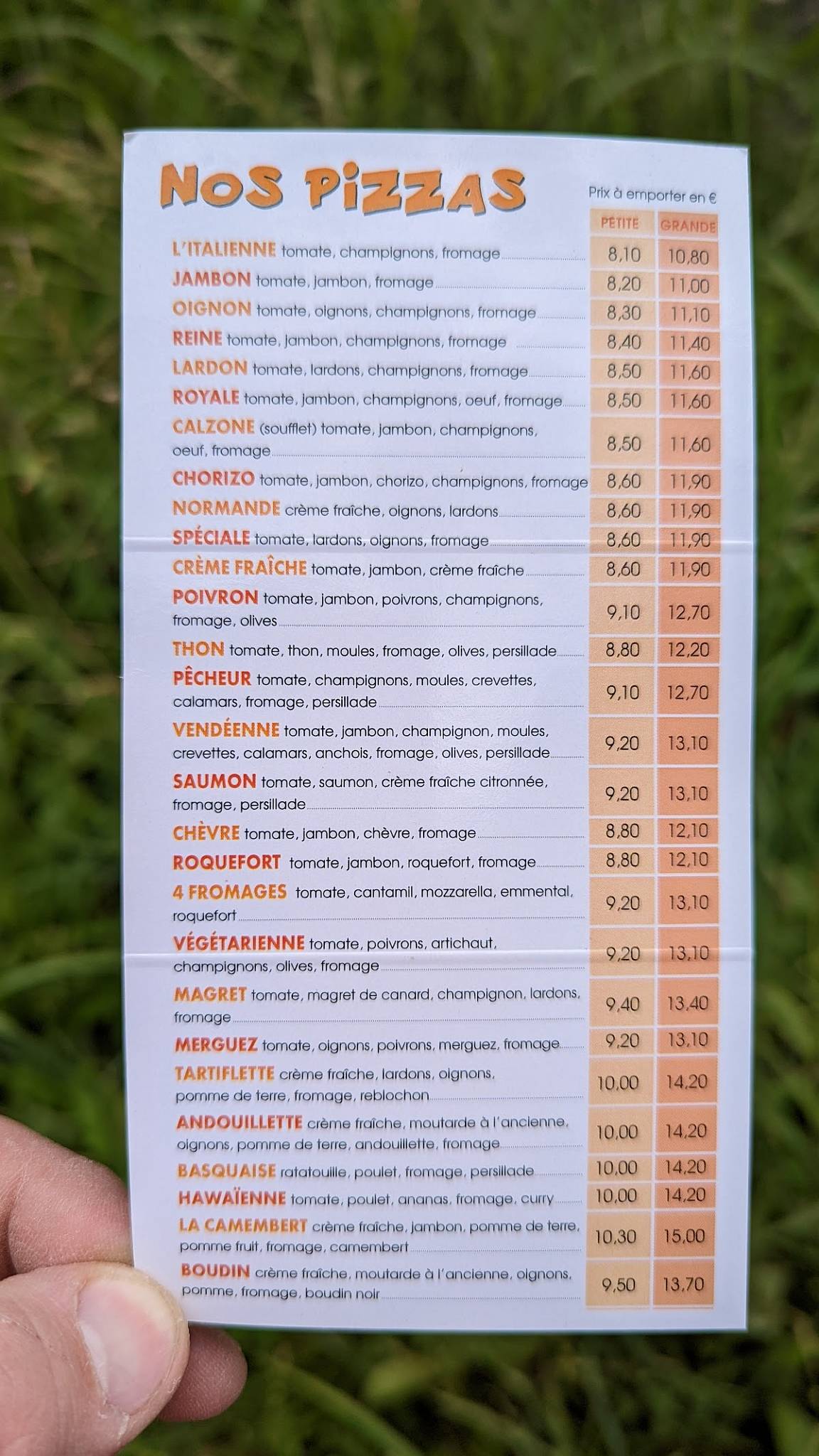 Menu au Le Paddock pizzeria, Gond-Pontouvre