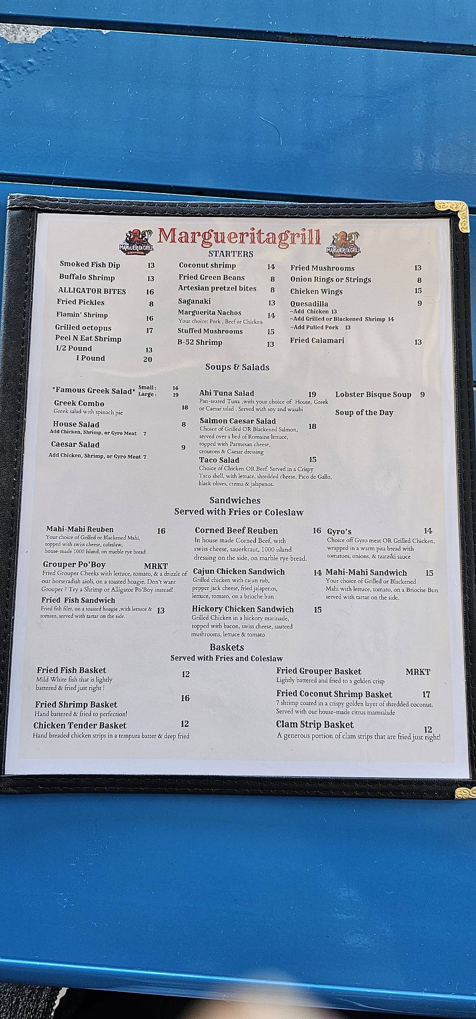 Menu at Marguerita Grill pub & bar, Homosassa, W Halls River Rd