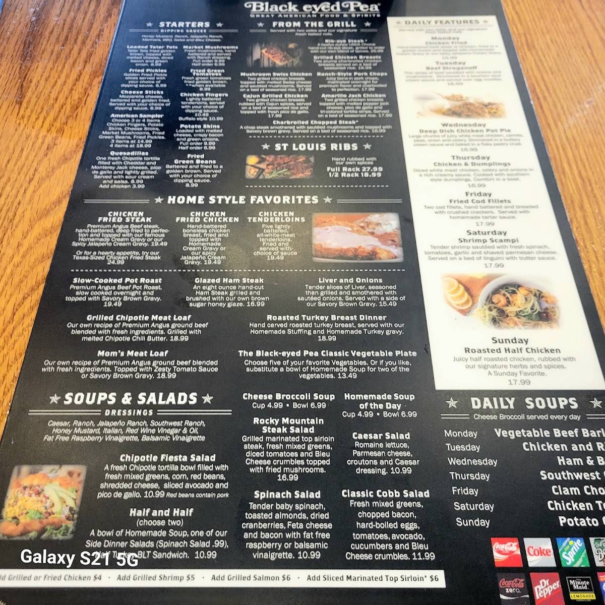 Menu at Blackeyed Pea restaurant, Colorado Springs, 887 N Academy Blvd