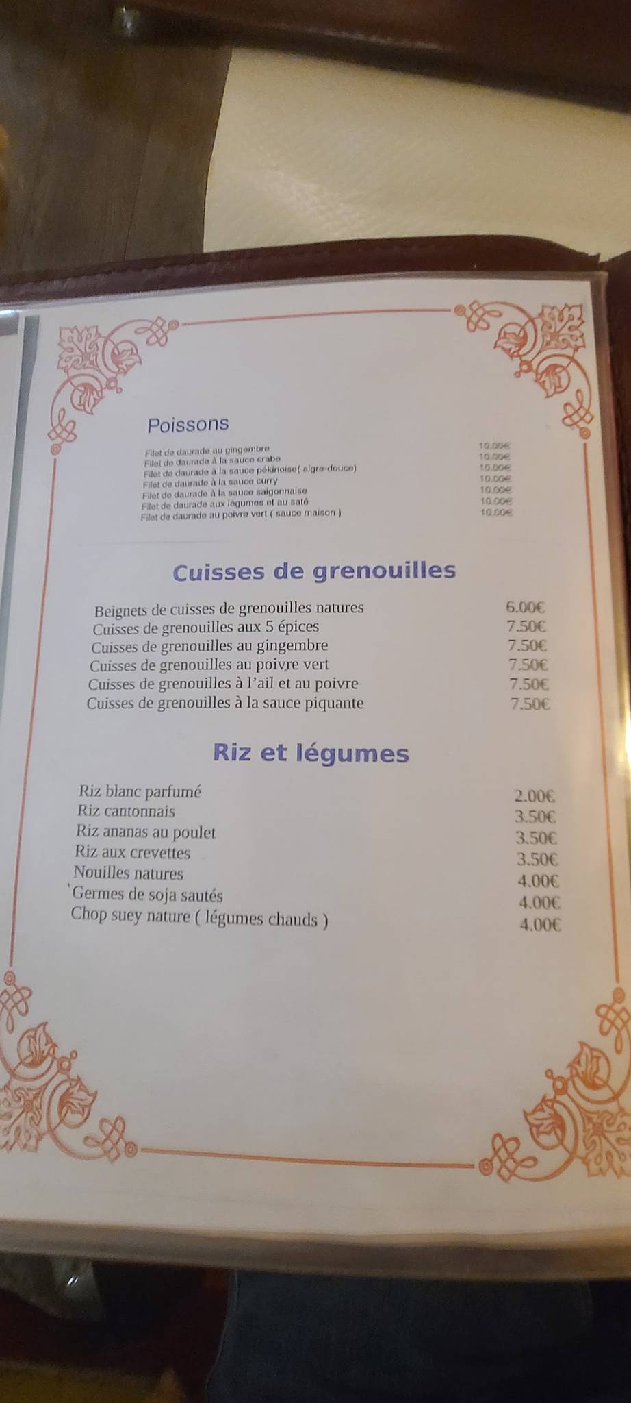 Menu Au Indochine Restaurant Grenoble