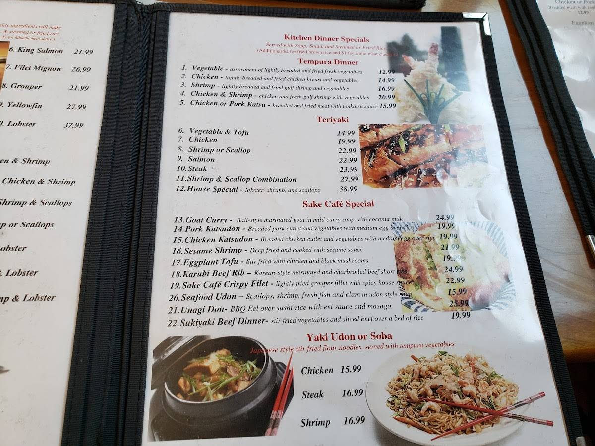 Menu at Sake Cafe Pensacola, Pensacola