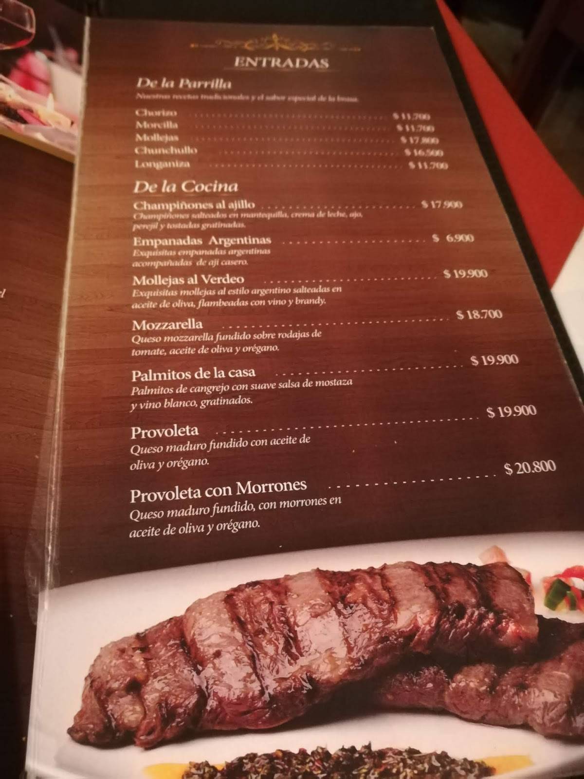 Carta de RESTAURANTE ESTANCIA CHICA, Bogotá