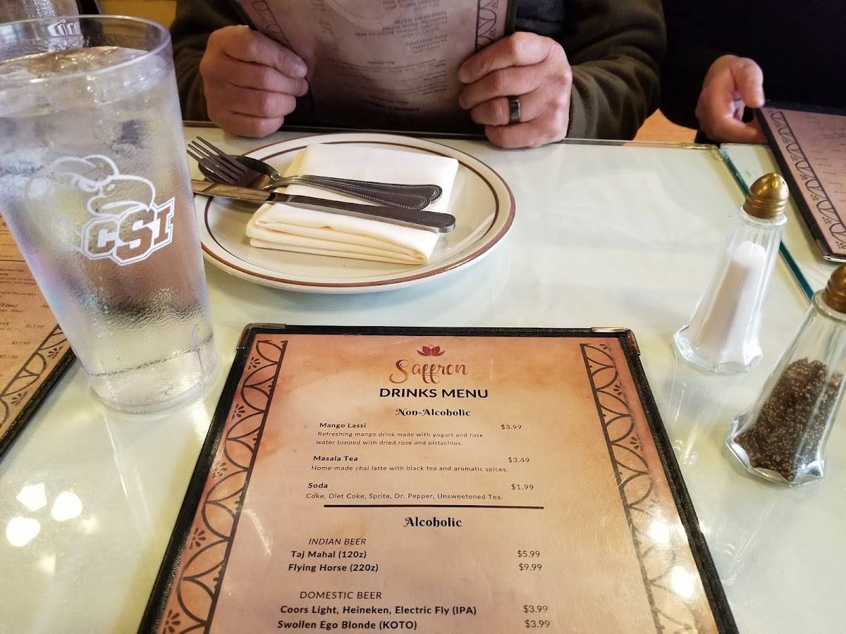 Menu at Saffron Twin Falls restaurant, Twin Falls