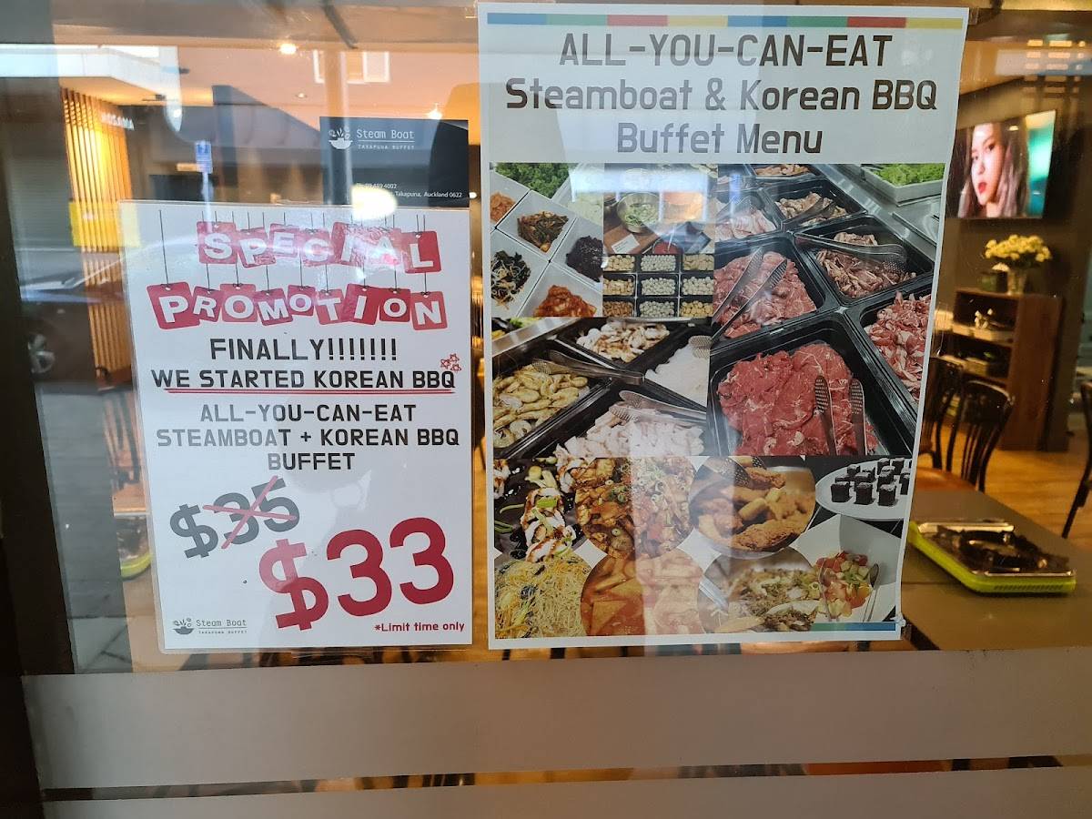 Menu at Steamboat & Korean BBQ Takapuna Buffet, Auckland