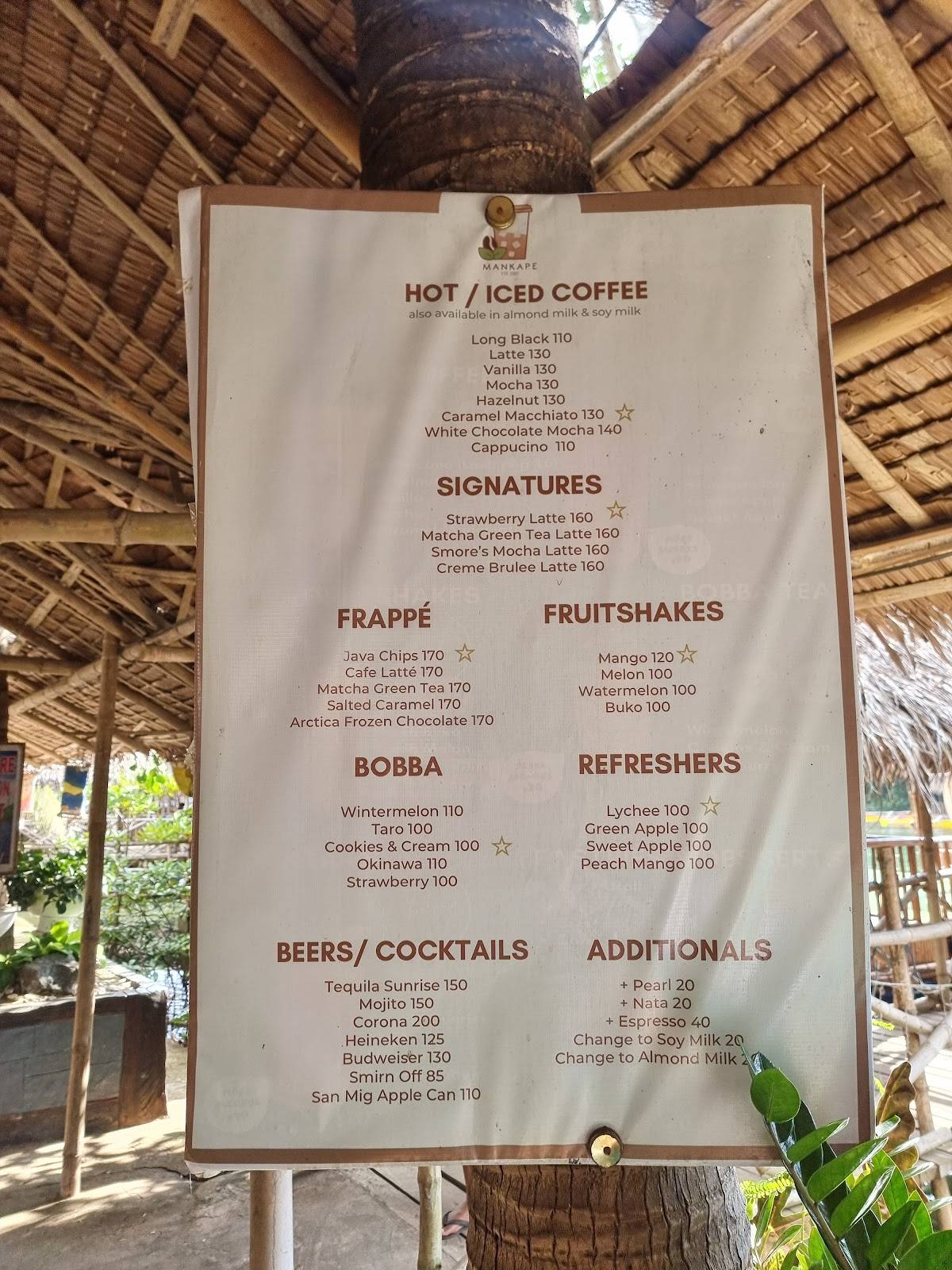 Menu at Sungayan Grill restaurant, Bolinao, 9V34+Q2W