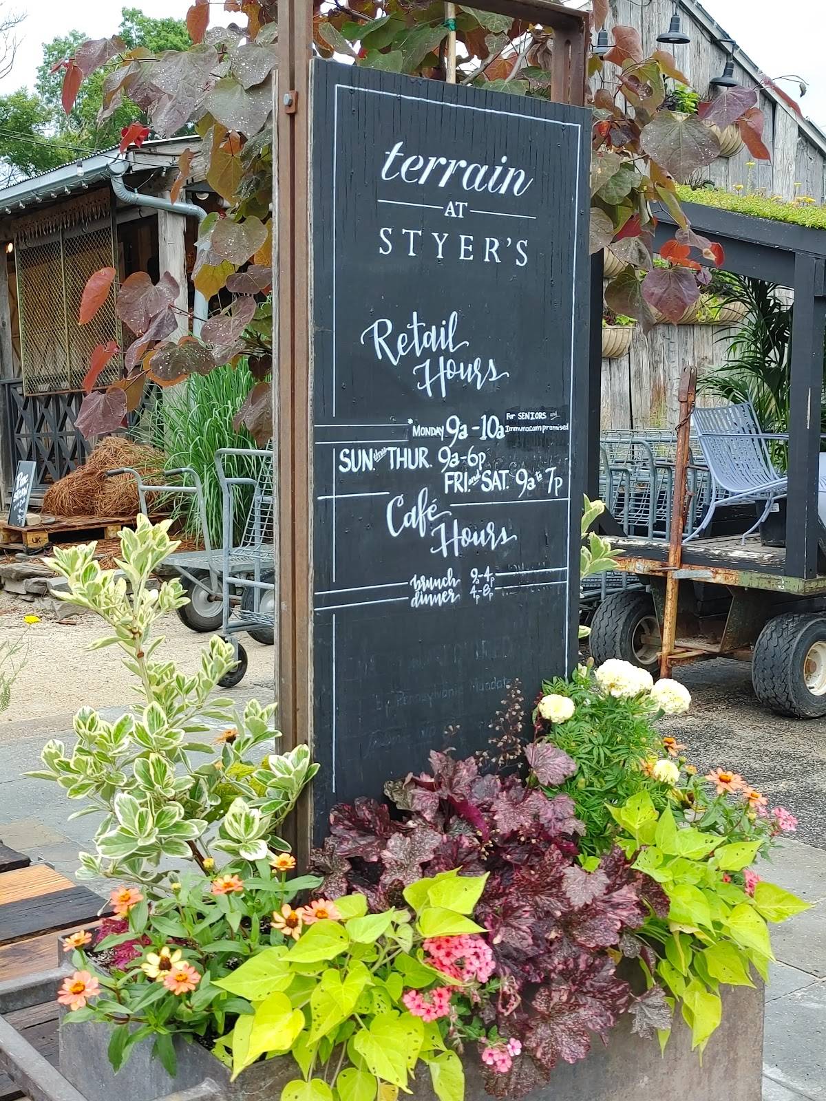 Menu at Terrain Cafe, Glen Mills
