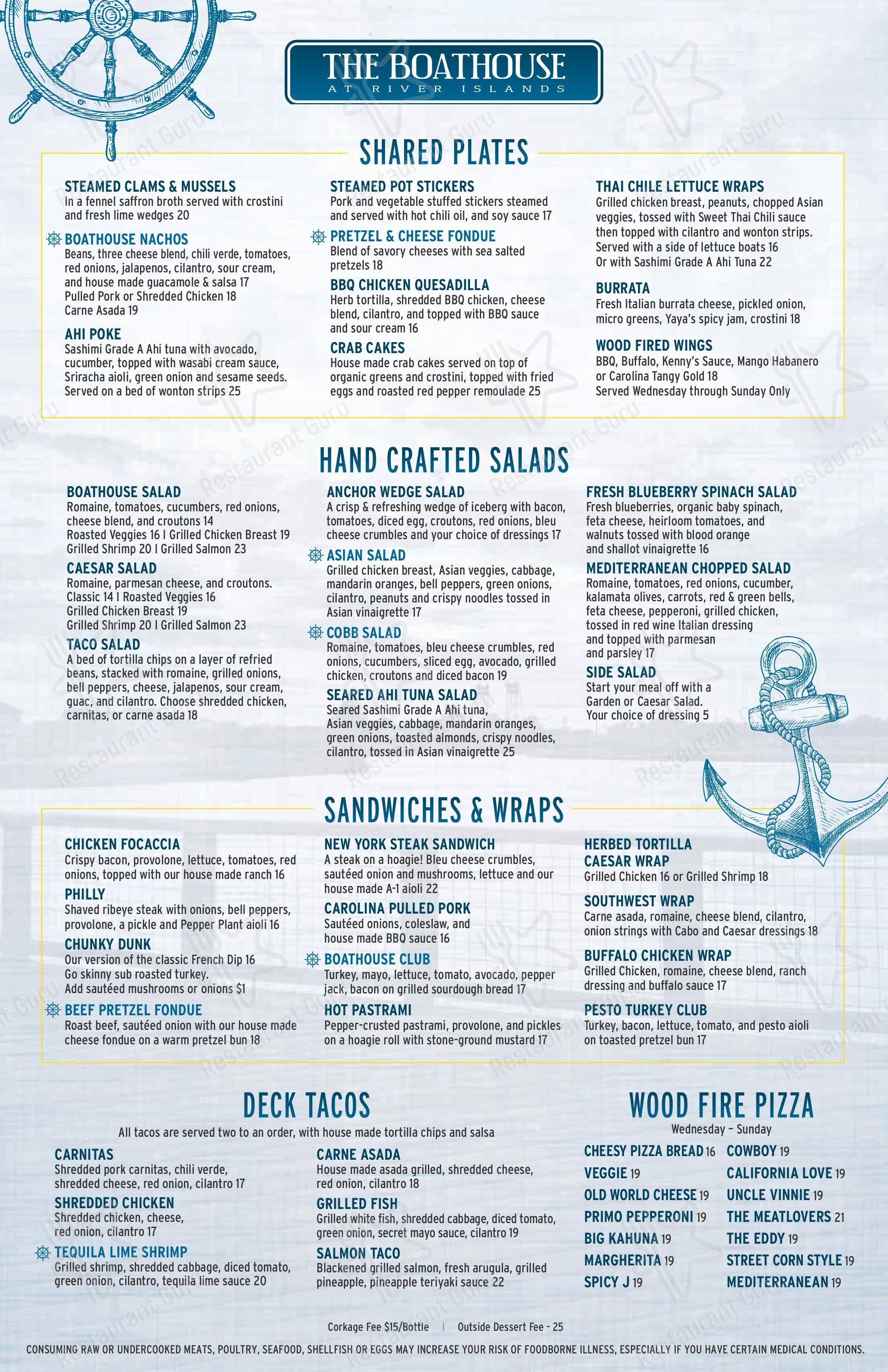 Menu at The Boathouse At River Islands steakhouse, Lathrop