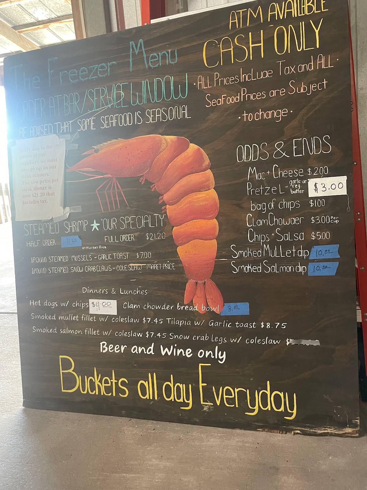 Menu at The Freezer Tiki Bar, Homosassa