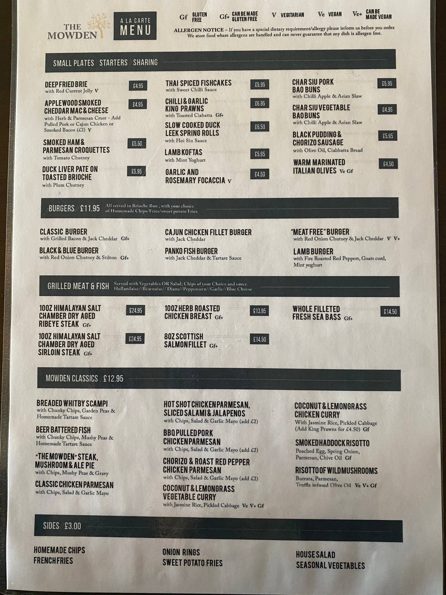 Menu at The Mowden pub & bar, Darlington
