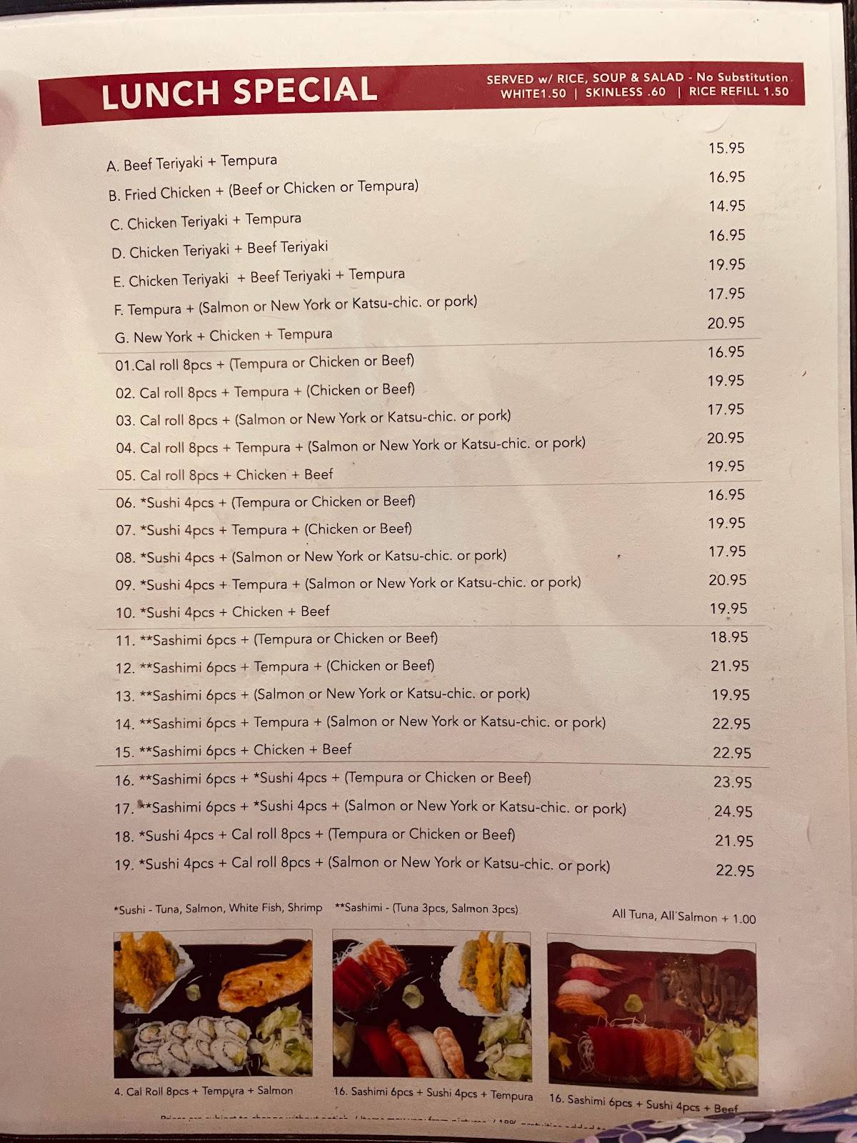 Menu at Tokyo Lobby Restaurant, Hacienda Heights