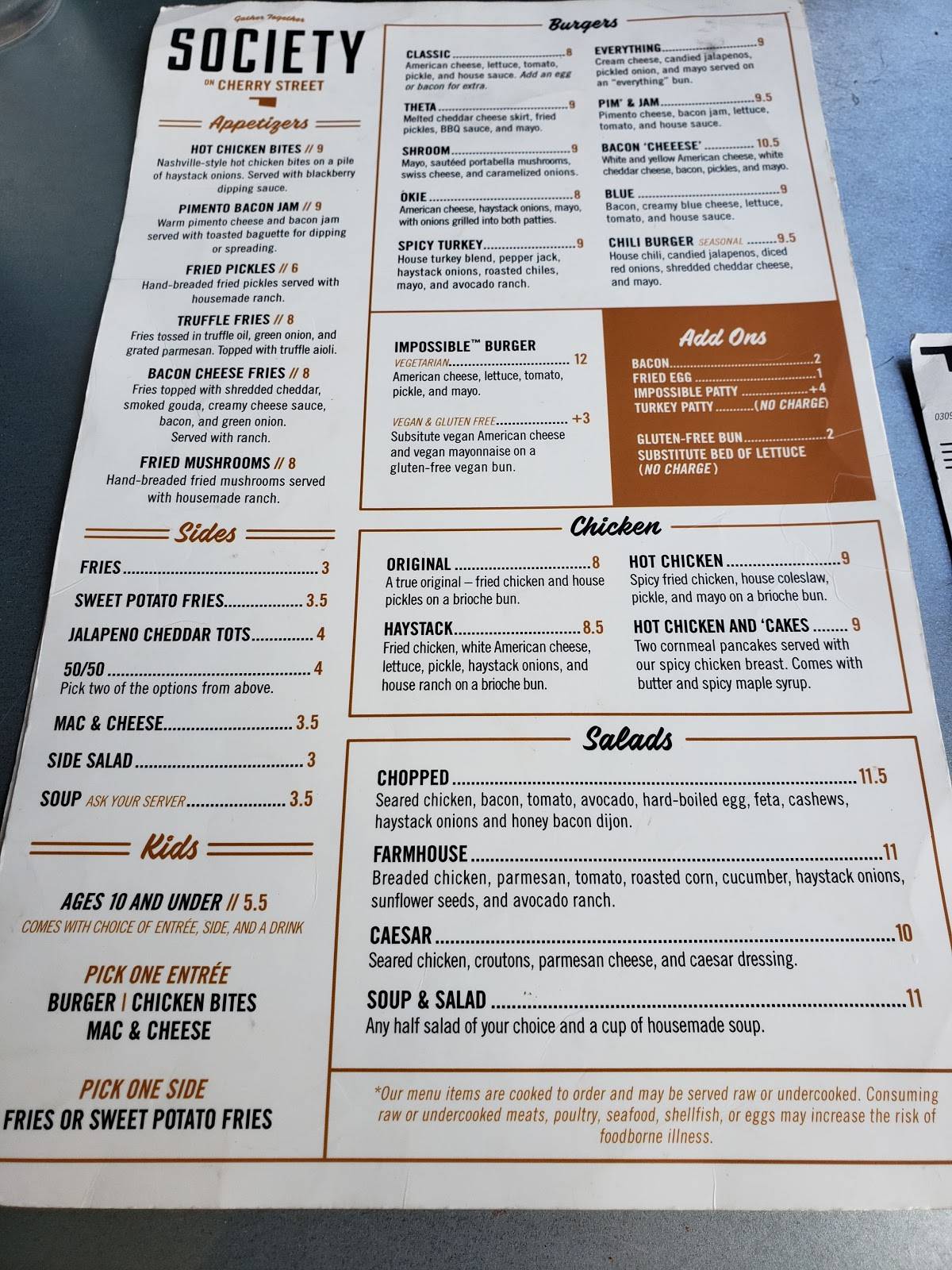 Menu at Society Burger restaurant, Tulsa, E 15th St Suite B