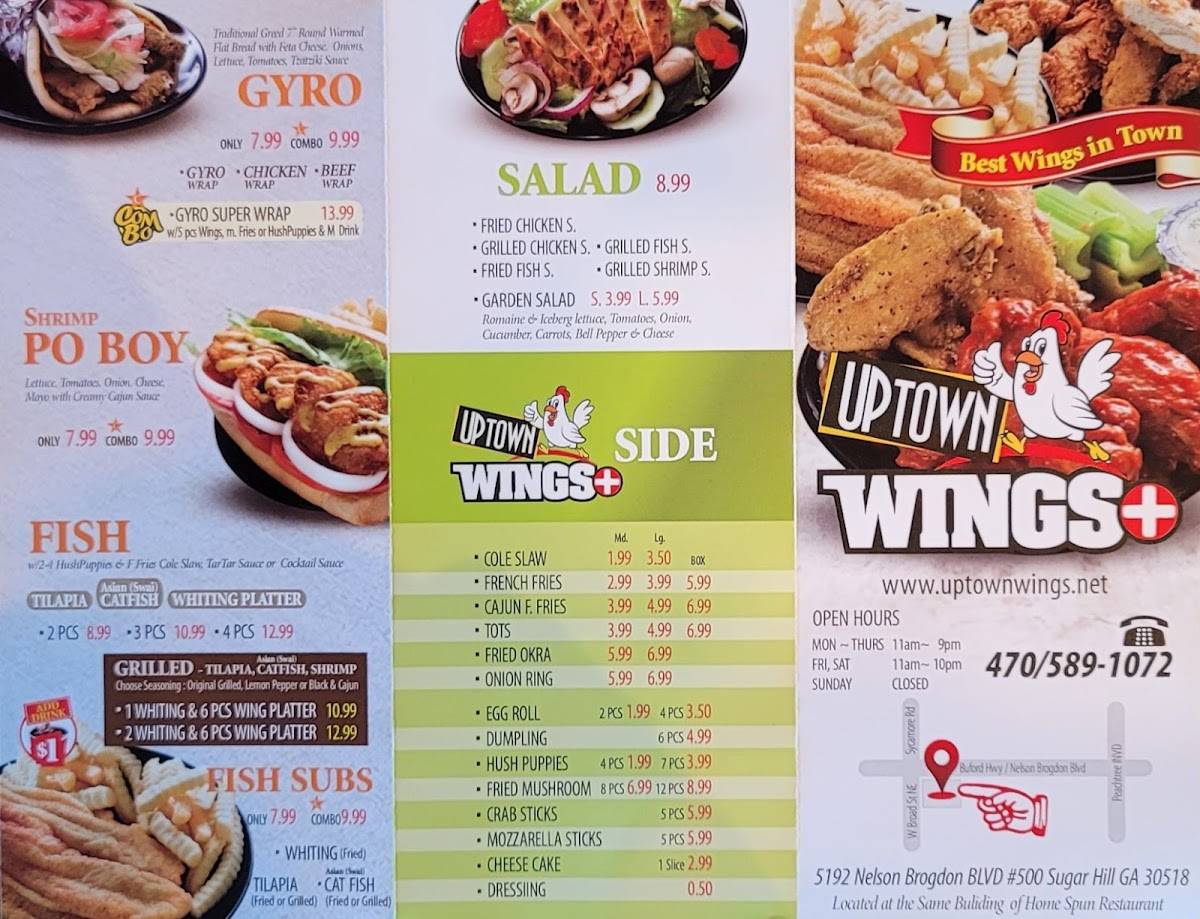 Menu at Uptown wings+ restaurant, Sugar Hill