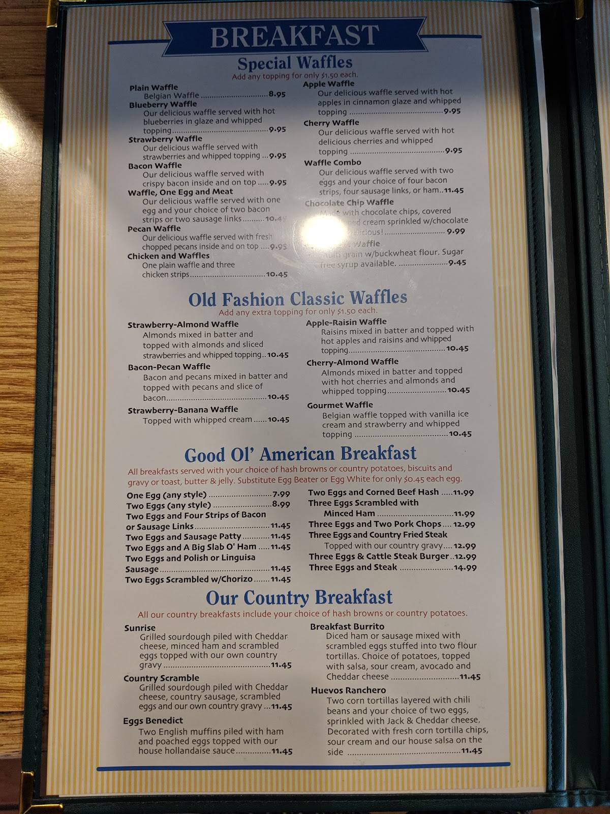 Menu at Waffles Breakfast & Lunch Restaurant, Salinas