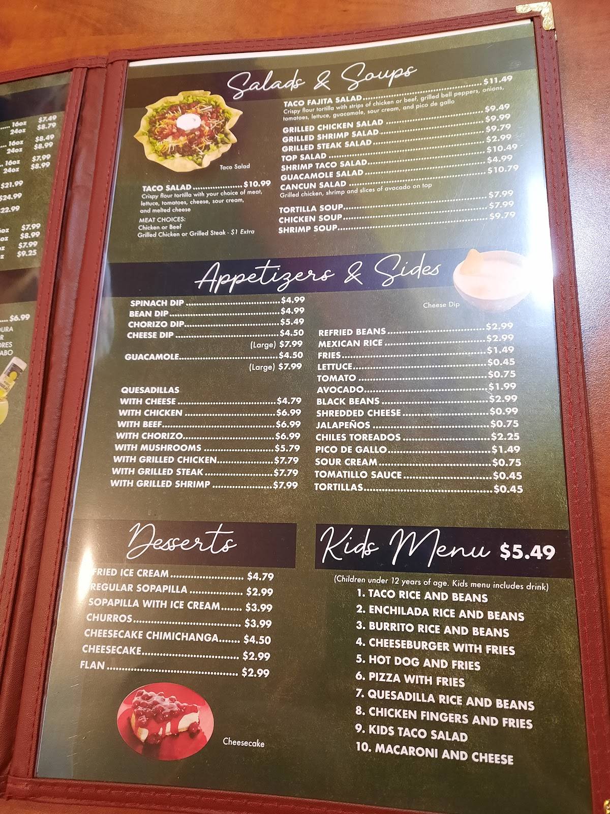 Menu at Acapulco Mexican Grill restaurant, Wahoo