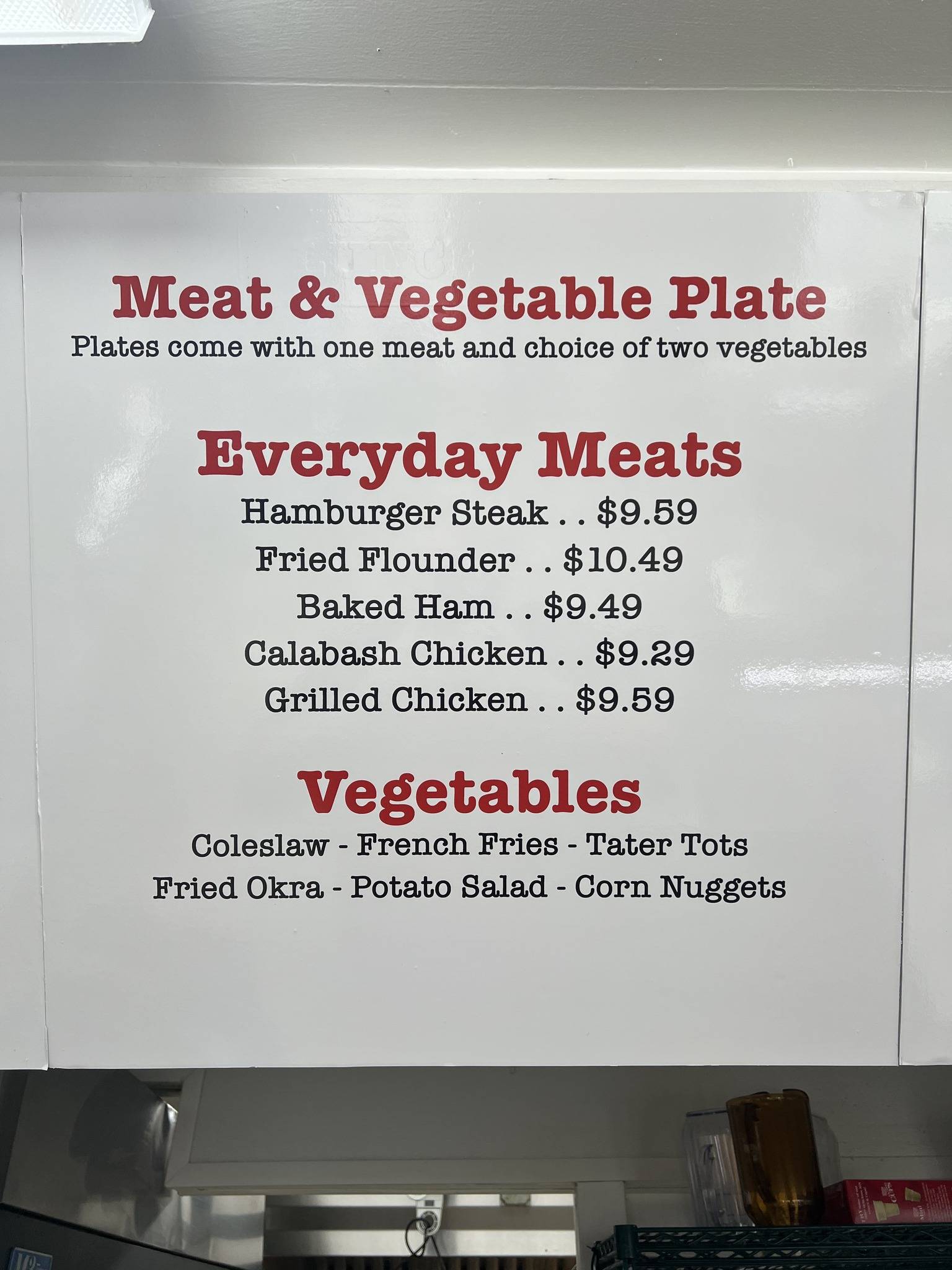 Menu at Waynes Lunch Box restaurant, Spindale