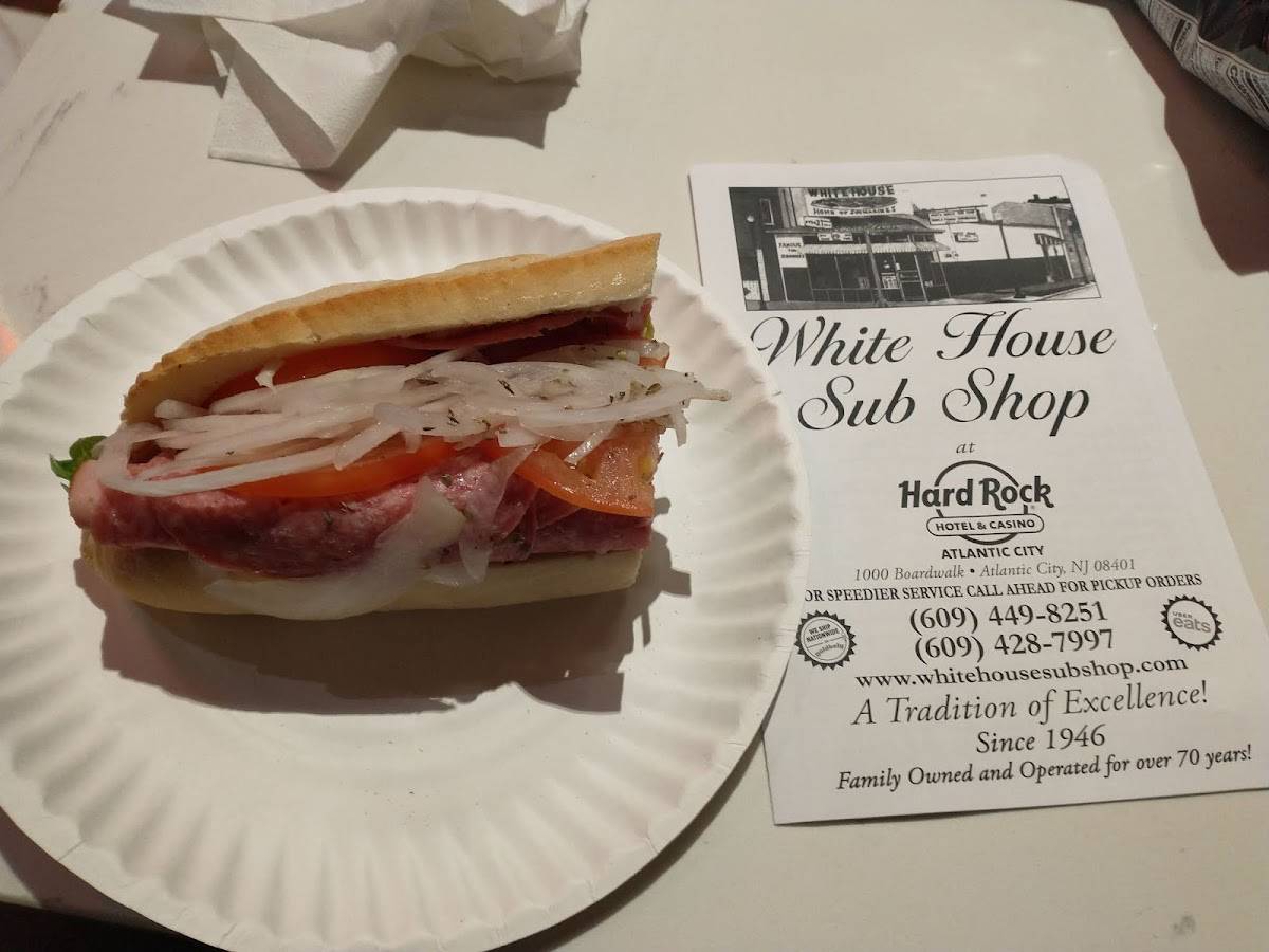 Menu at White House Subs fast food, Atlantic City, Boardwalk