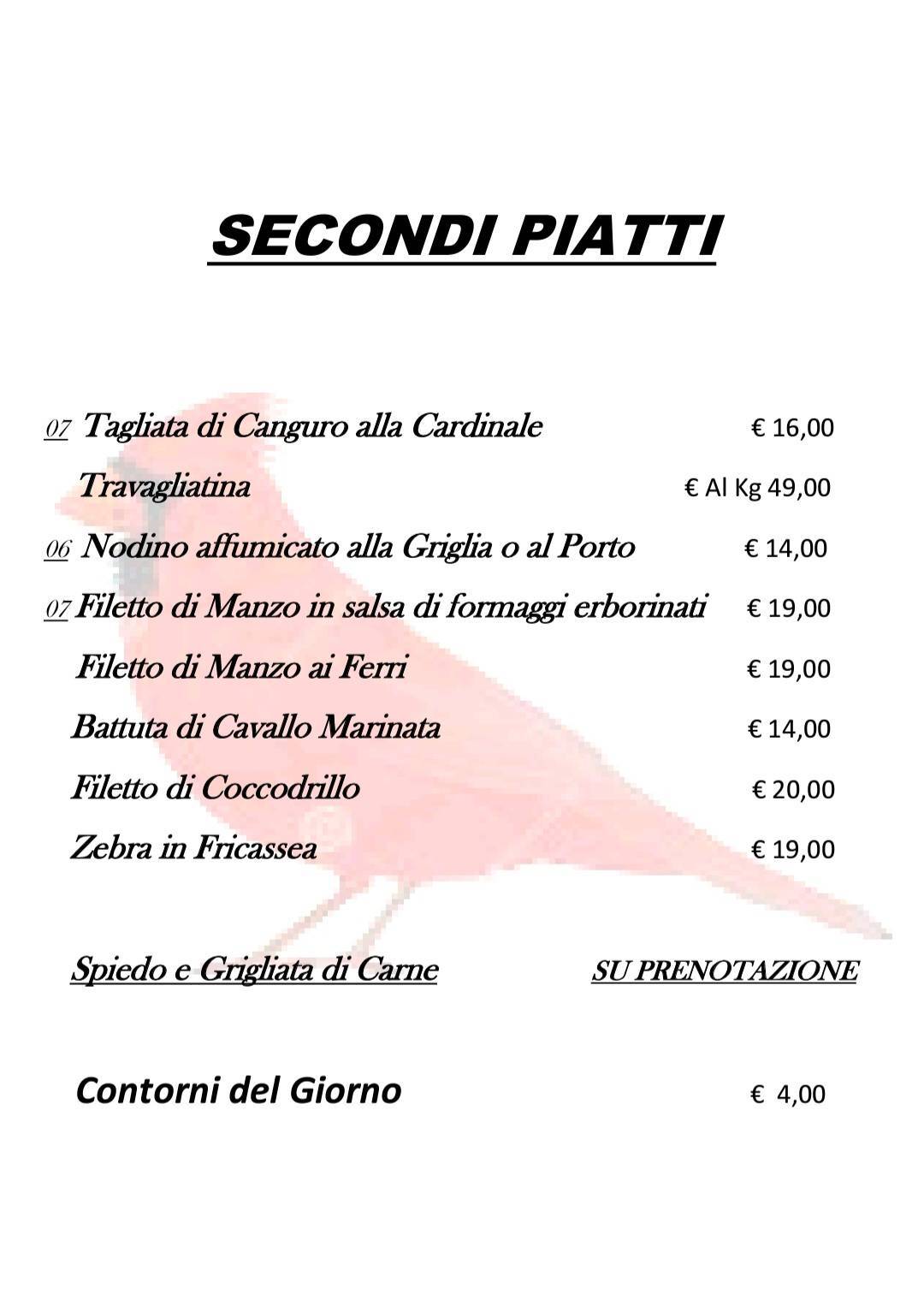 Menu da Al Cardinale Ristocatering ristorante, Travagliato