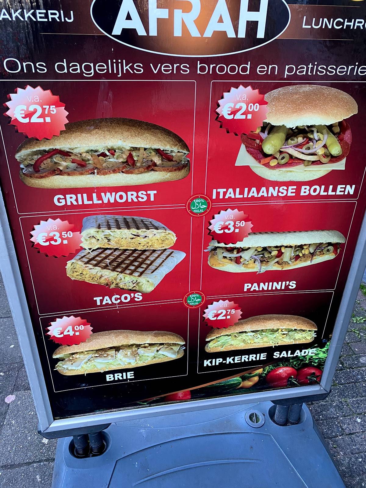 Speisekarte Von Bakkerij Afrah Utrecht