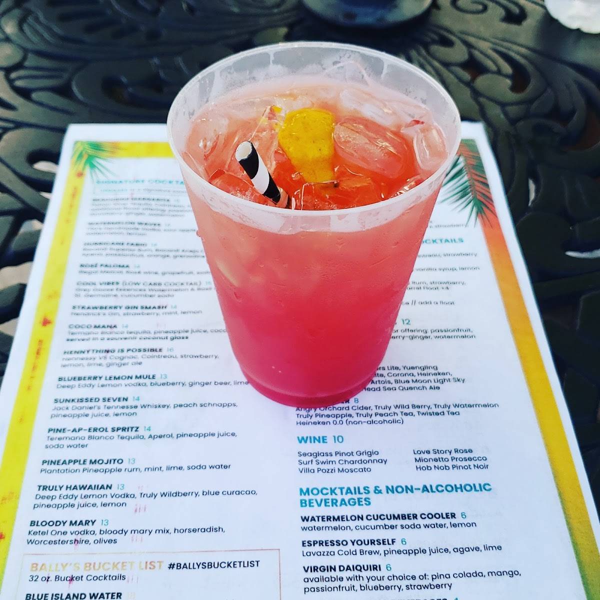 Carta de Bally's Beach Bar, Atlantic City