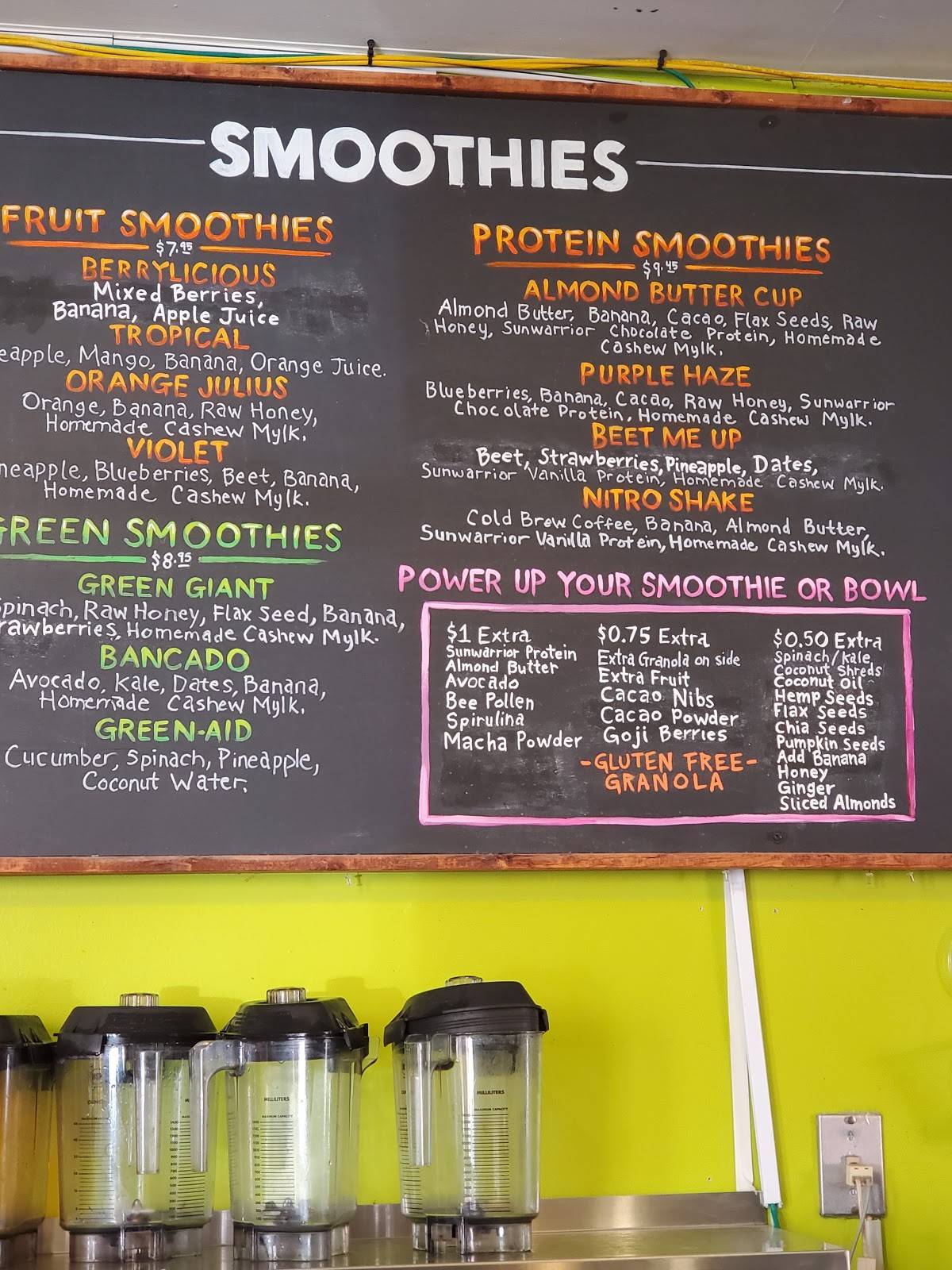 Menu at Pure Raw Juice Federal Hill pub & bar, Baltimore, Riverside Ave
