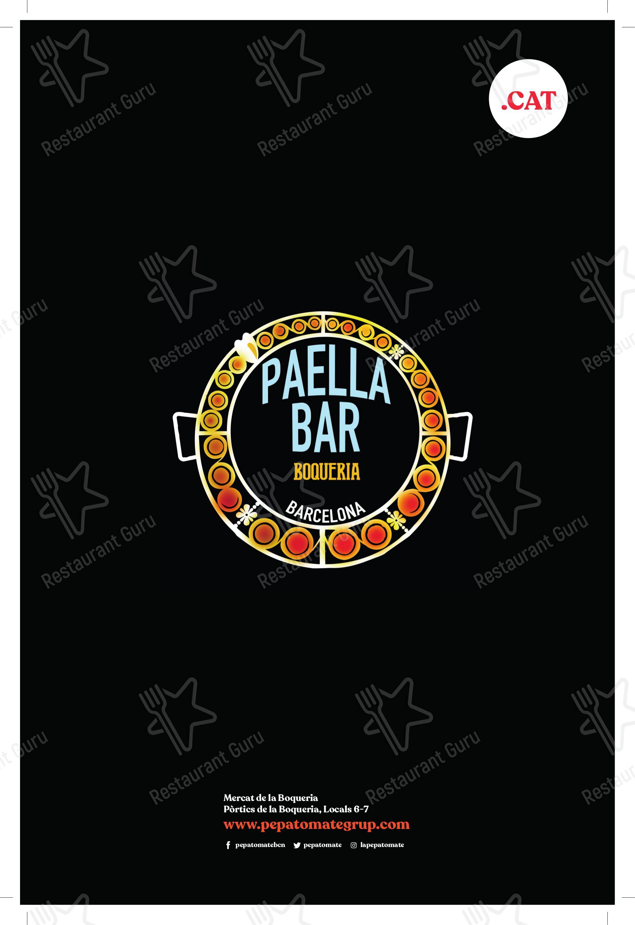 Menu at Paella Bar Boqueria, Barcelona, Mercat de la Boqueria Pòrtics de la Boqueria