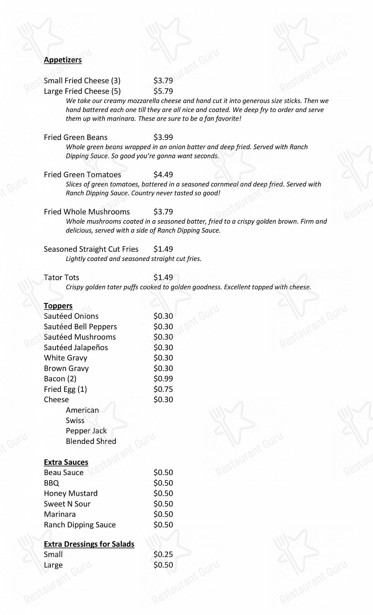 Menu at Beauregard Health System Cafeteria, DeRidder