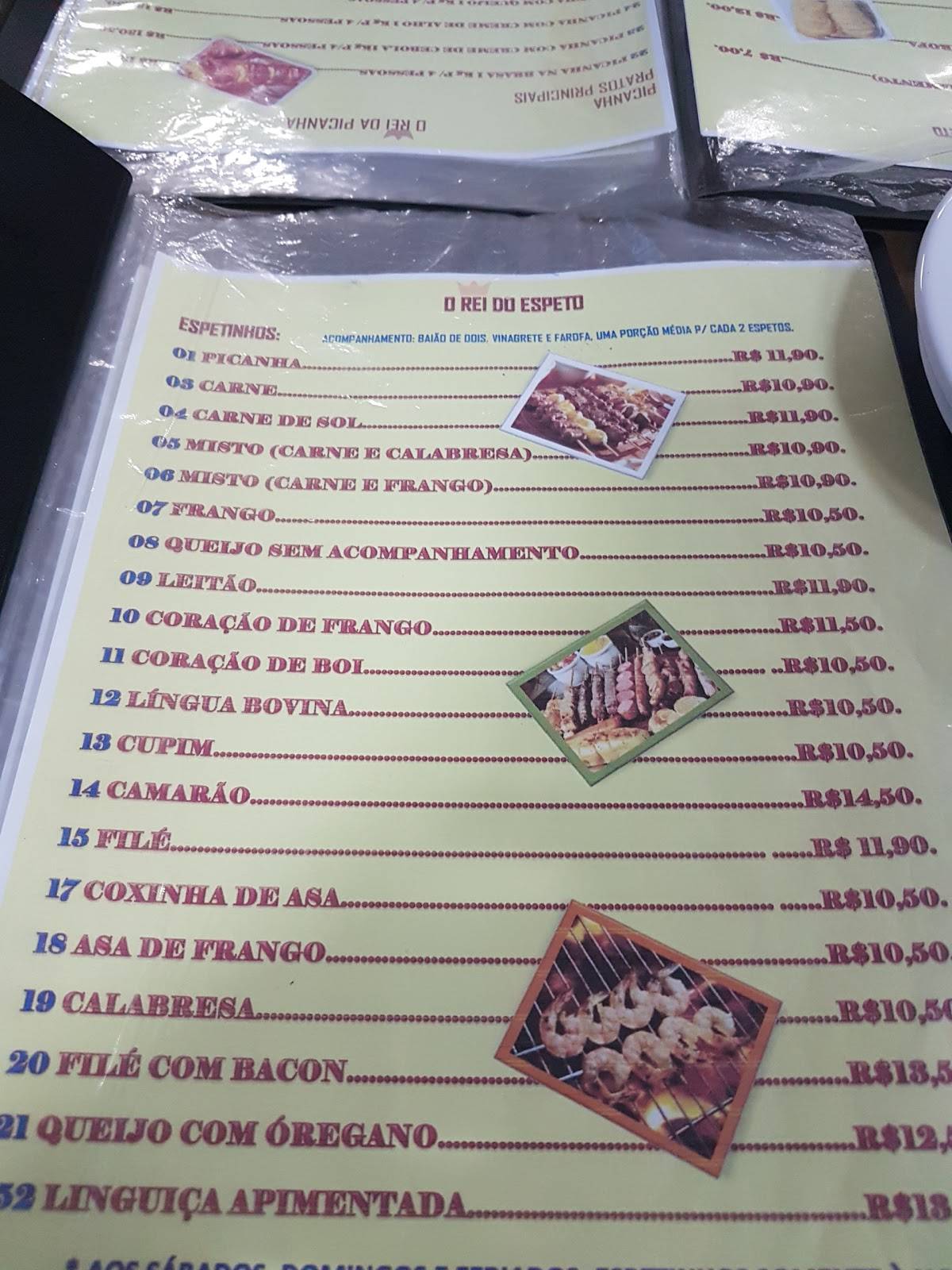 Menu em O Rei do Espeto restaurante Belém Entre 14 de Março e