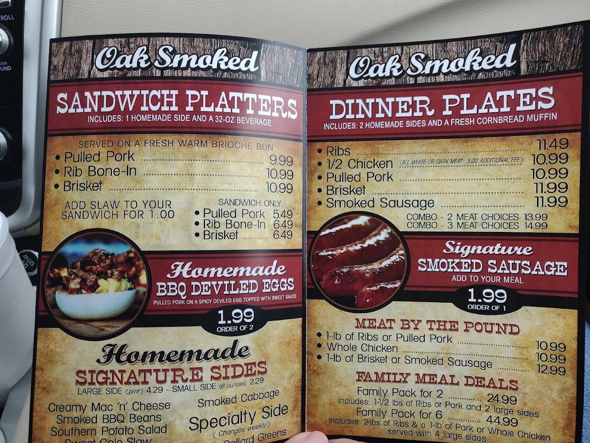 Menu at Blackburn's BBQ, Eagle Lake, 169 5th Eloise St