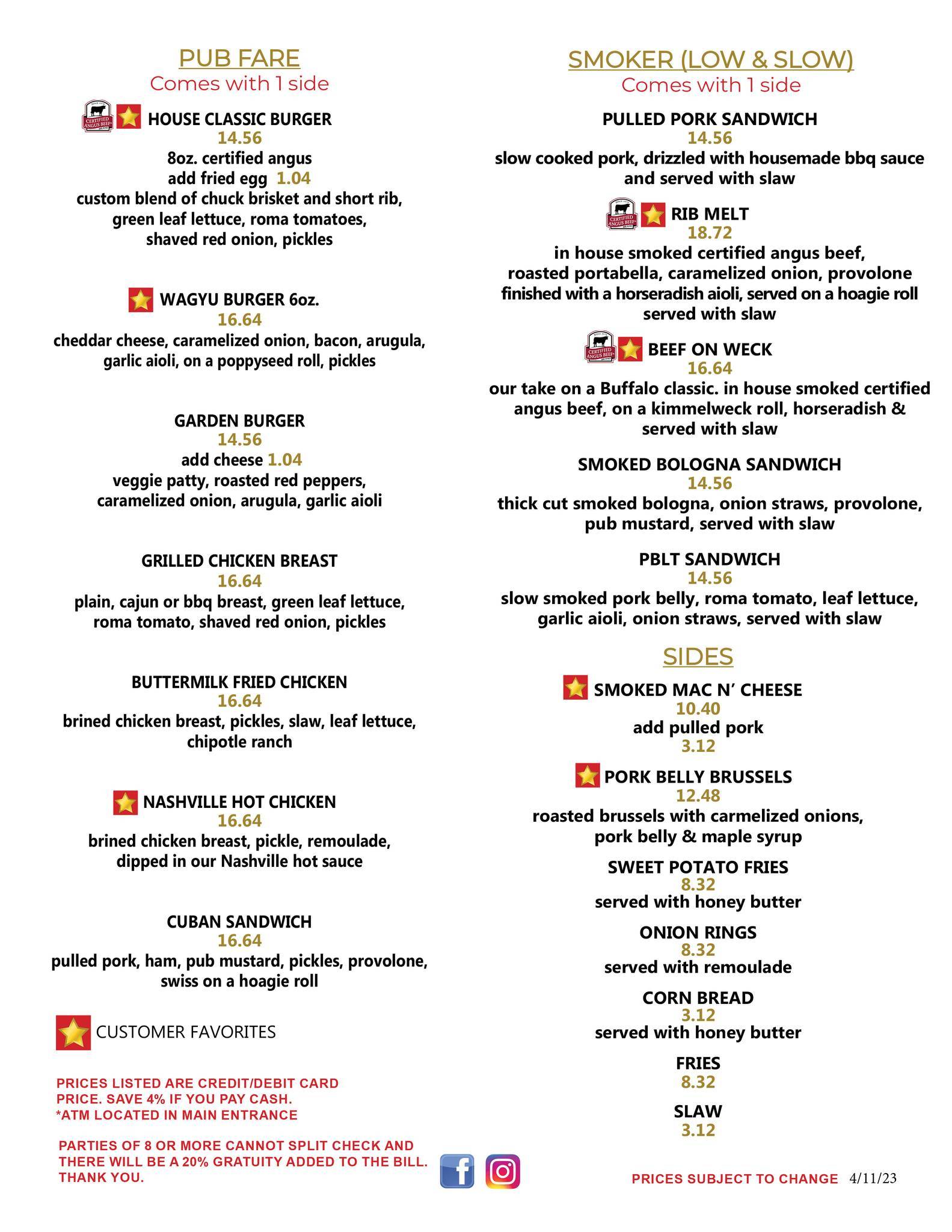 Menu at Brownie's Sports Bar and Tavern, North Tonawanda