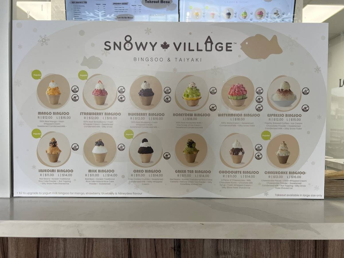 Menu at Snowy Village Dessert Cafe, Calgary