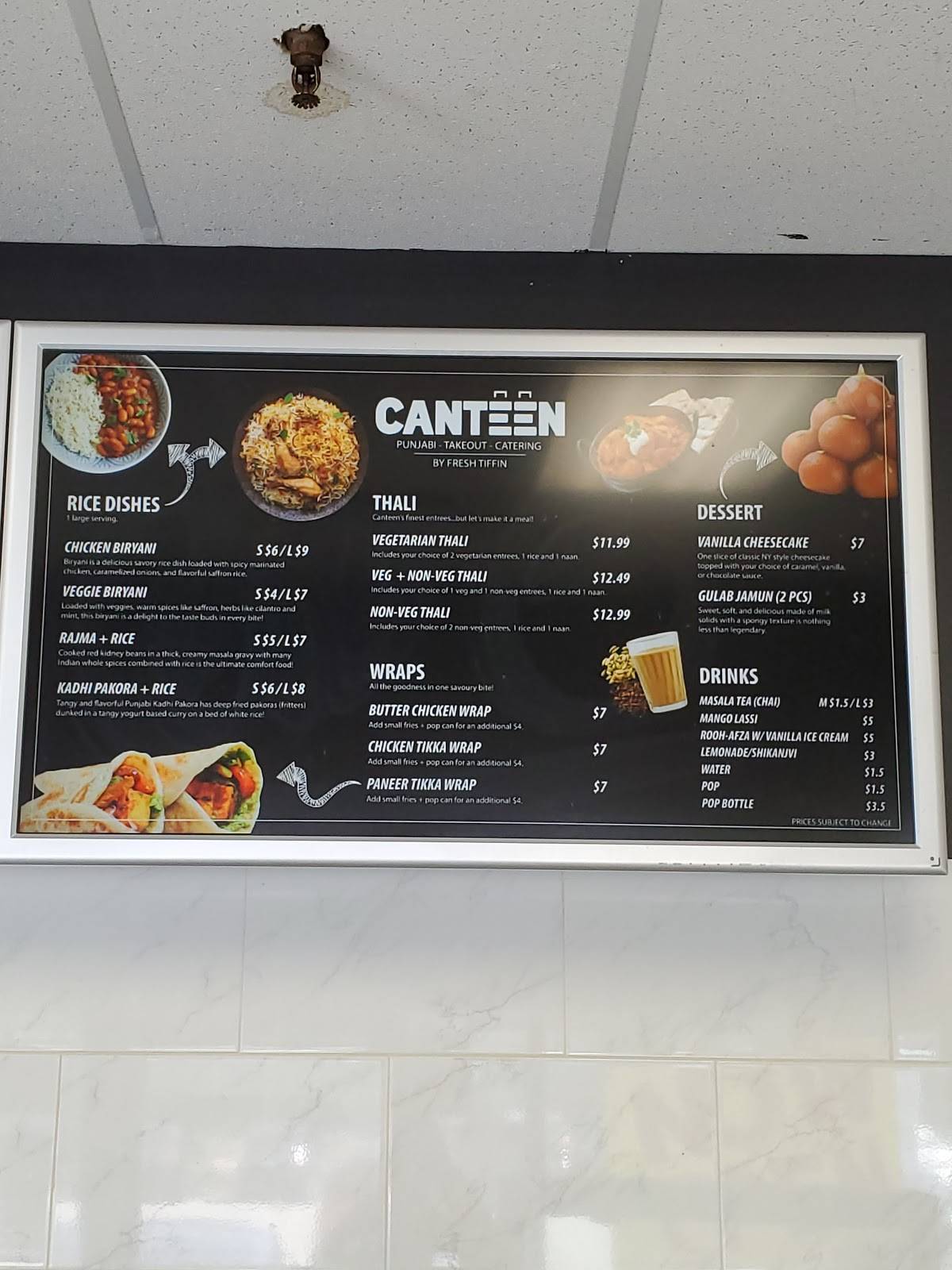 Menu at Canteen Punjabi Restaurant, Toronto