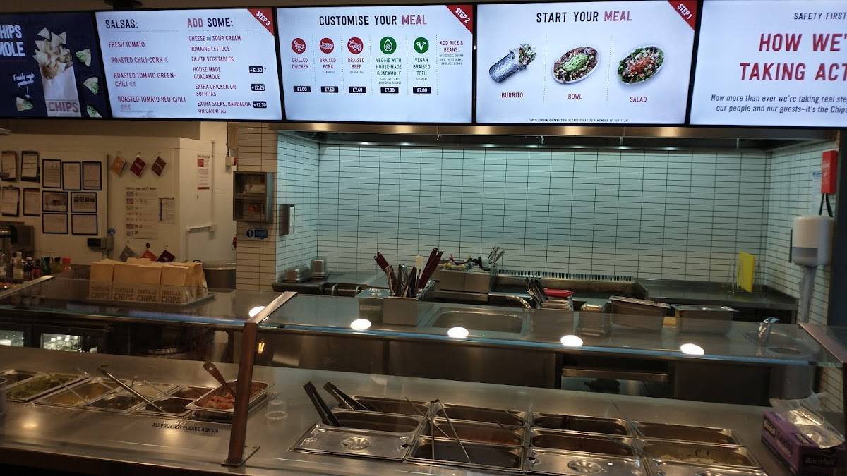 Menu at Chipotle Mexican Grill fast food, London, 114116 Charing Cross Rd