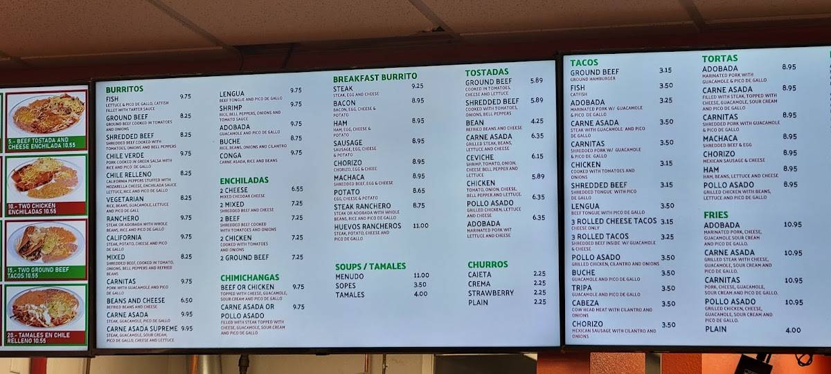 Menu at Tacos Del Gordo restaurant, Colorado Springs, S Academy Blvd