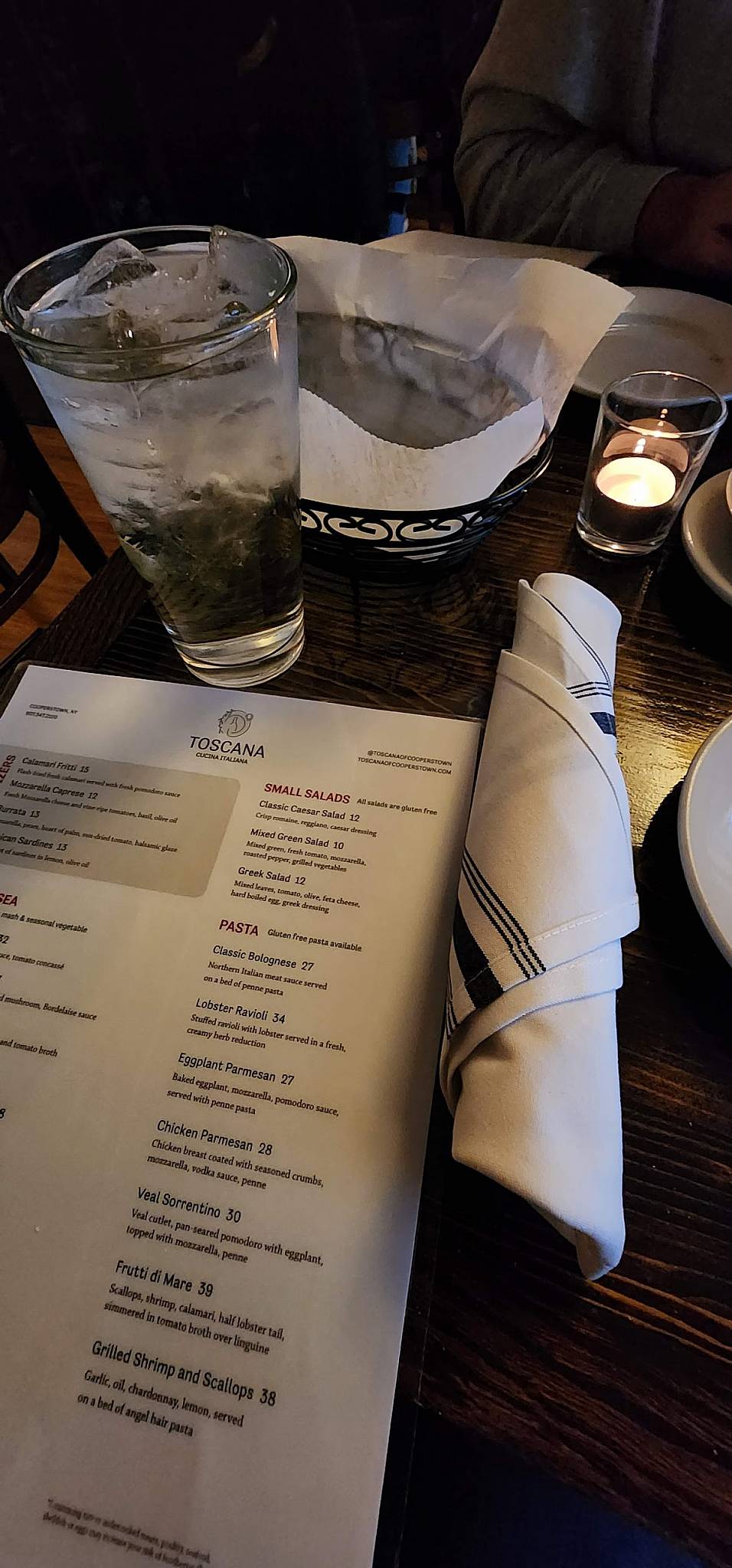 Menu at Toscana of Cooperstown pub & bar, Cooperstown