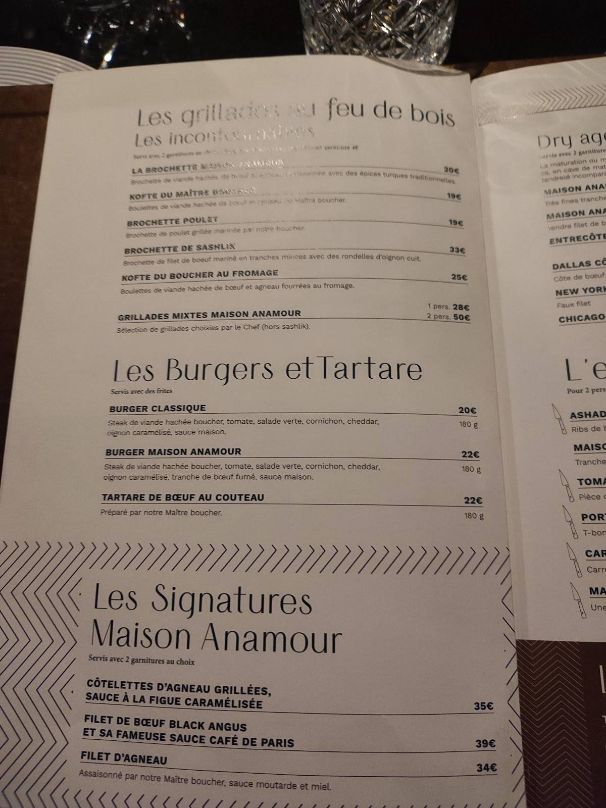 Maison Anamour Menu Prix