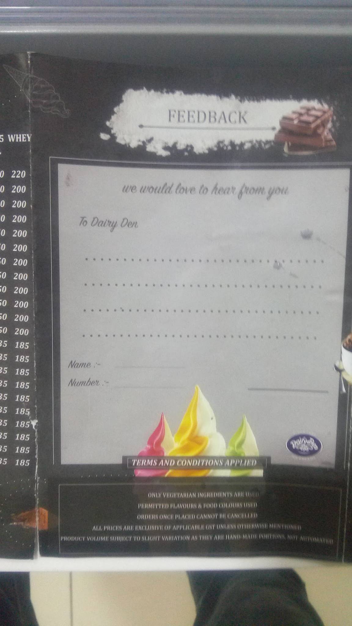 Menu at DAIRY DEN, Vadodara, Shop No 2