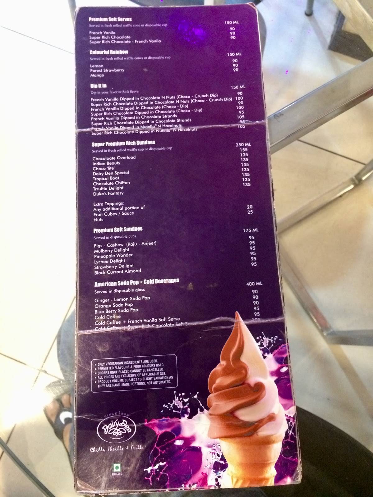 Menu at DAIRY DEN, Vadodara, Shop No 2