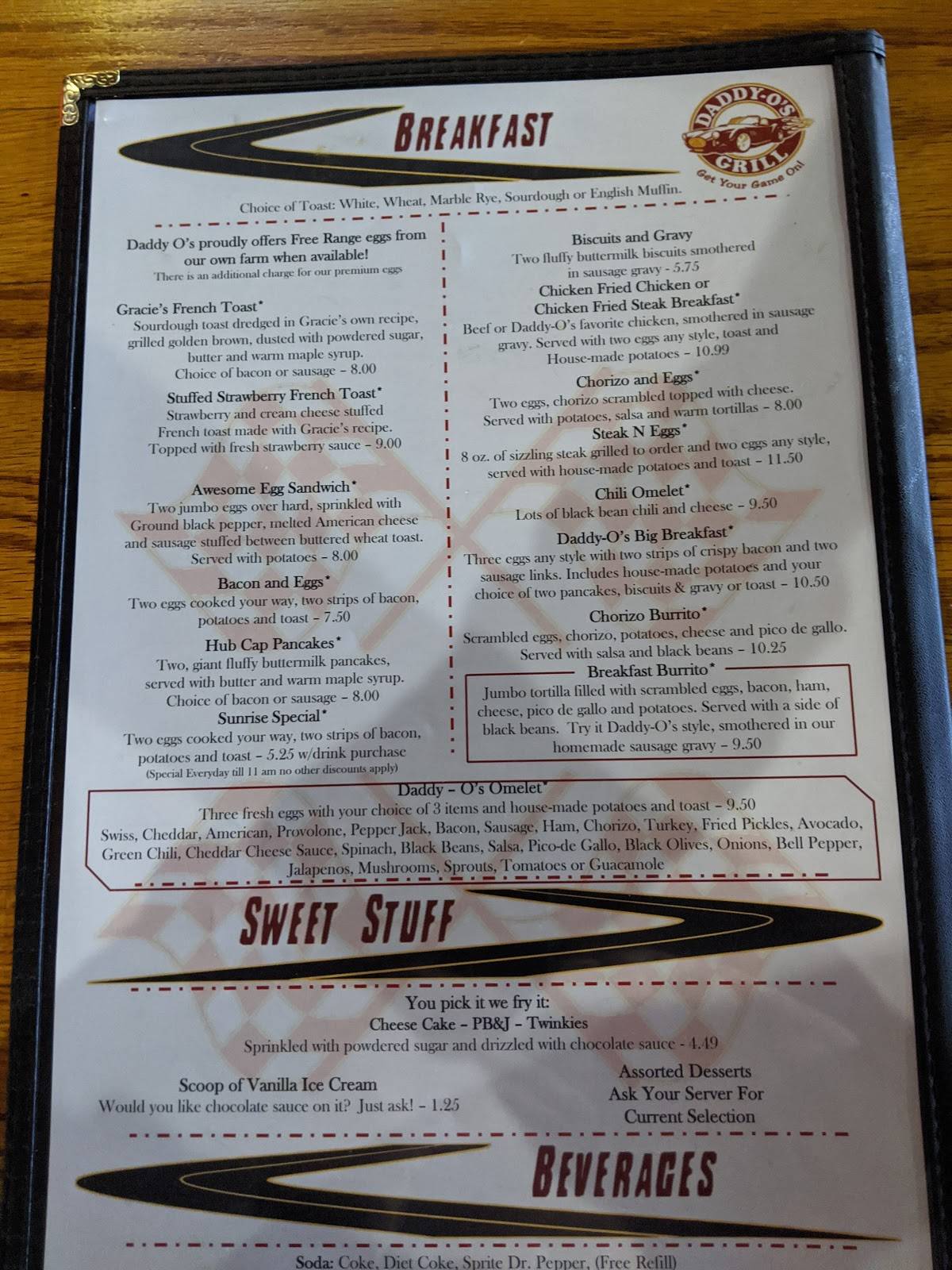 Menu at DaddyO's Grill pub & bar, Phoenix, W Thunderbird Rd