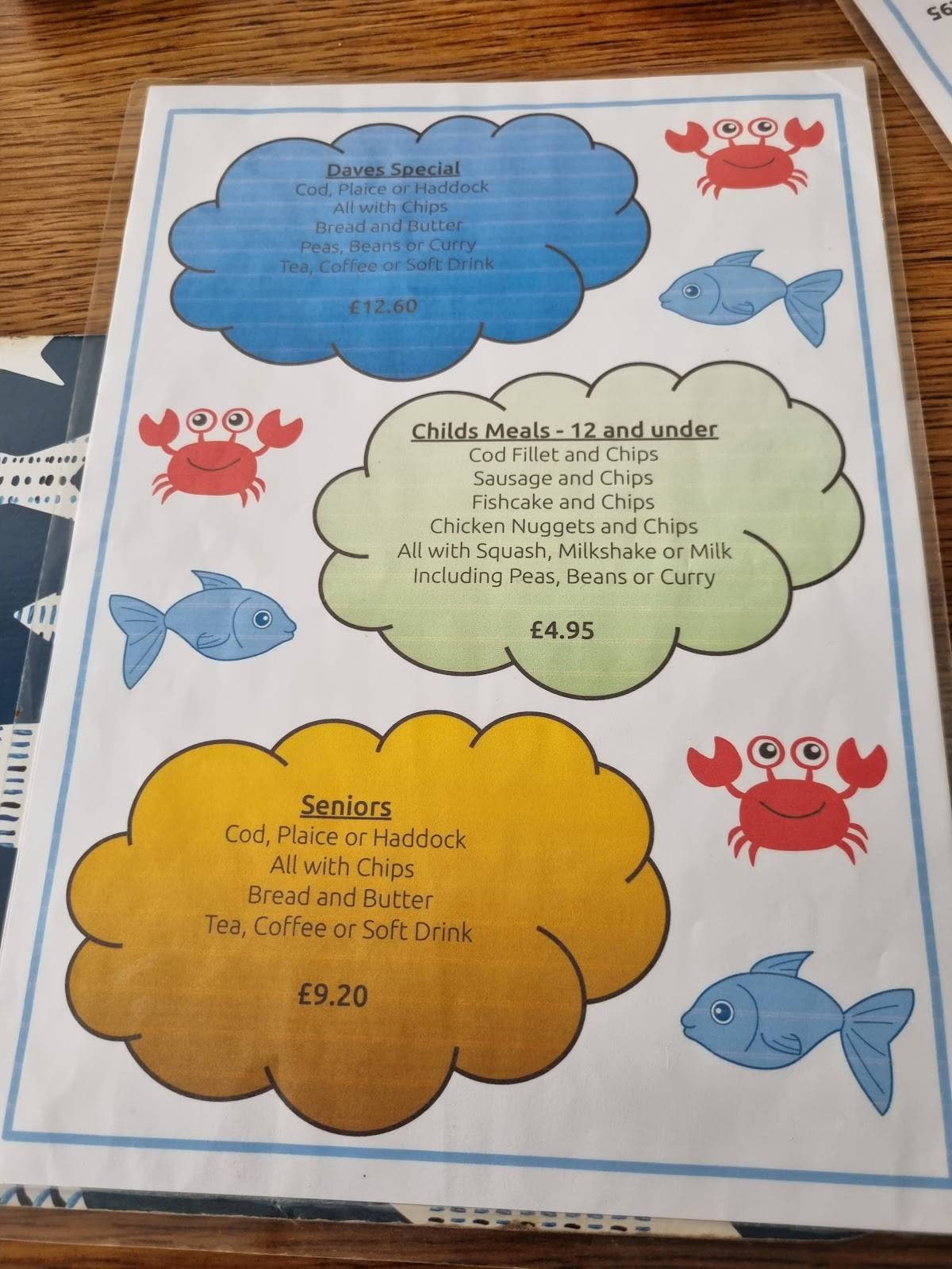 Menu at Dave's Fish Bar & Restaurant, Sheringham