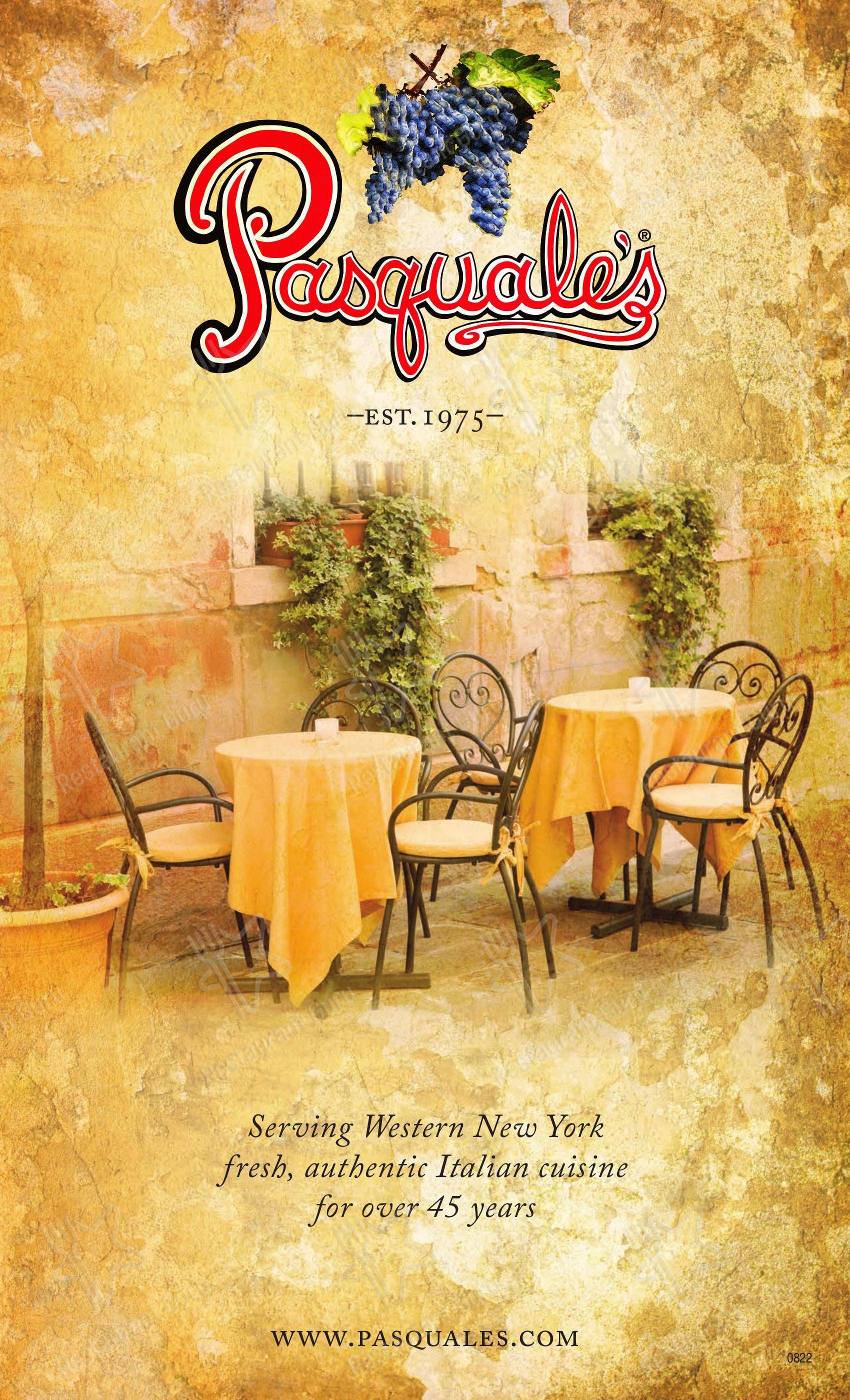 Menu at Pasquale's Italian Restaurant, East Aurora