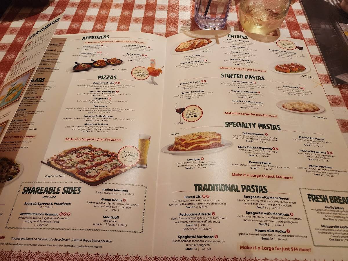 Menu at Buca di Beppo Italian Restaurant, Eden Prairie