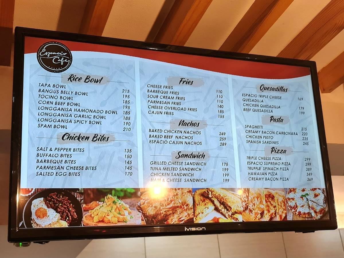 Menu at Espacio Cafe Banawe, Quezon City
