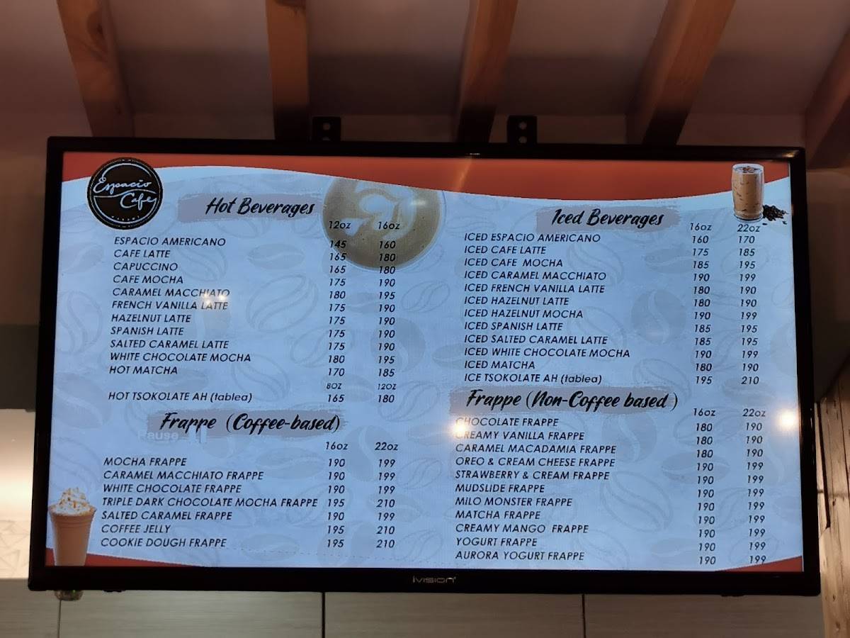 Menu at Espacio Cafe Banawe, Quezon City