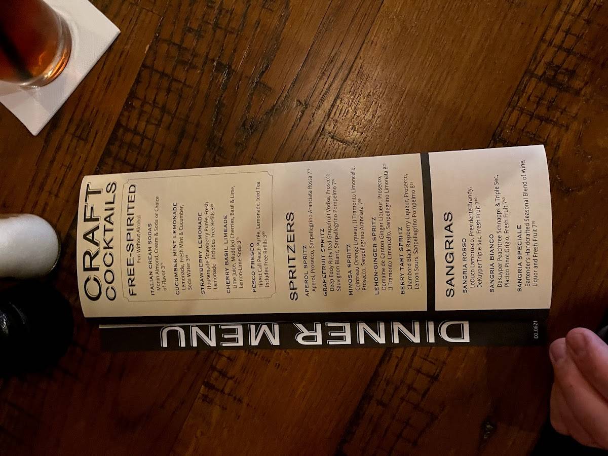 Menu at Bonefish Grill restaurant, Evansville