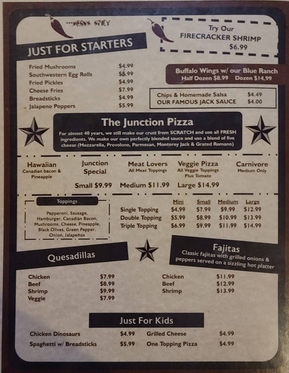 Menu at Front Street Junction restaurant, De Kalb