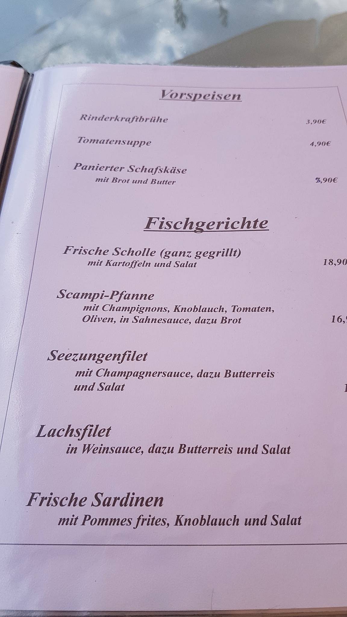 Speisekarte von Hotel Restaurant Zum Berggarten, Kassel