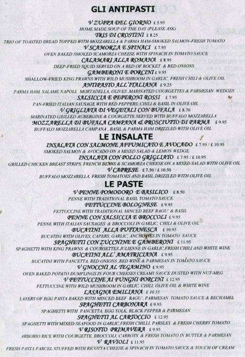 Colosseo Restaurant menu
