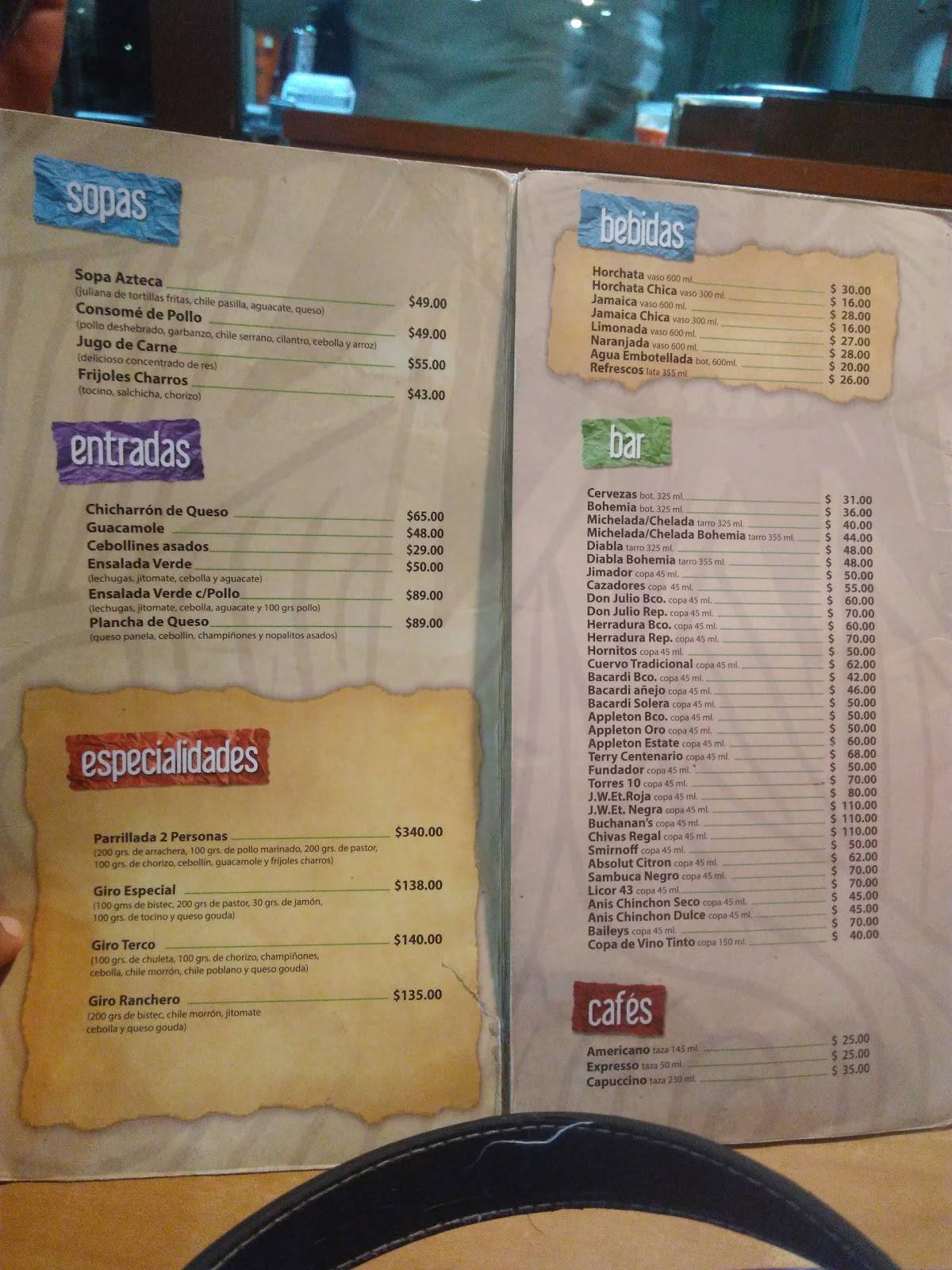 Carta del restaurante Los Giros Ruiz Cortines, Veracruz, Ruiz Cortines